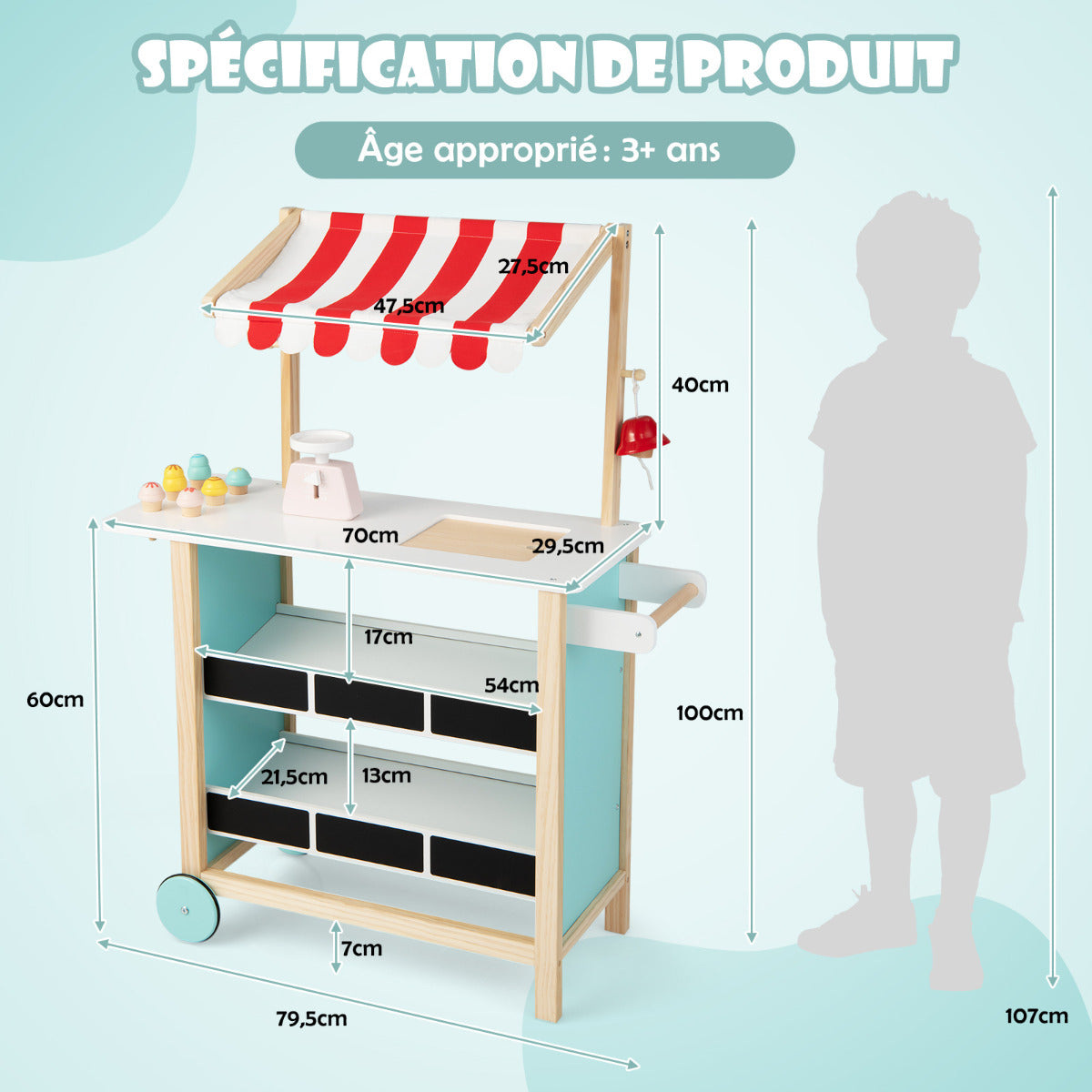 Wooden Pretend Play Kids Grocery Store with Chalkboard-Red