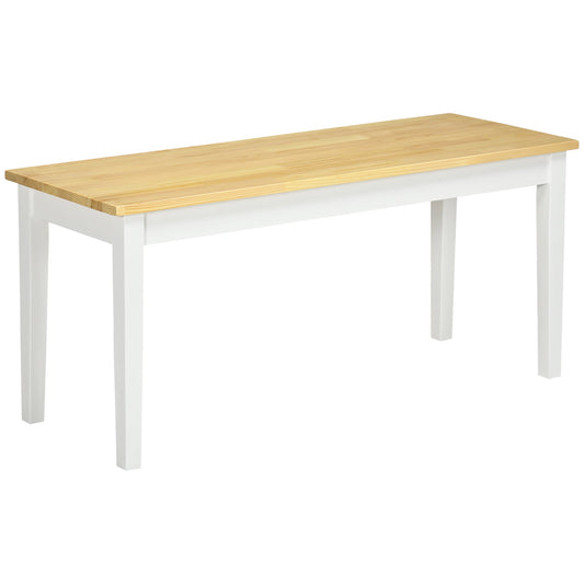 HOMCOM 102 cm Drewniana Ławka Jadalna dla 2 Osób, Drewniana Ławka Do Kuchni, Jadalni, Przedpokoju, Biała