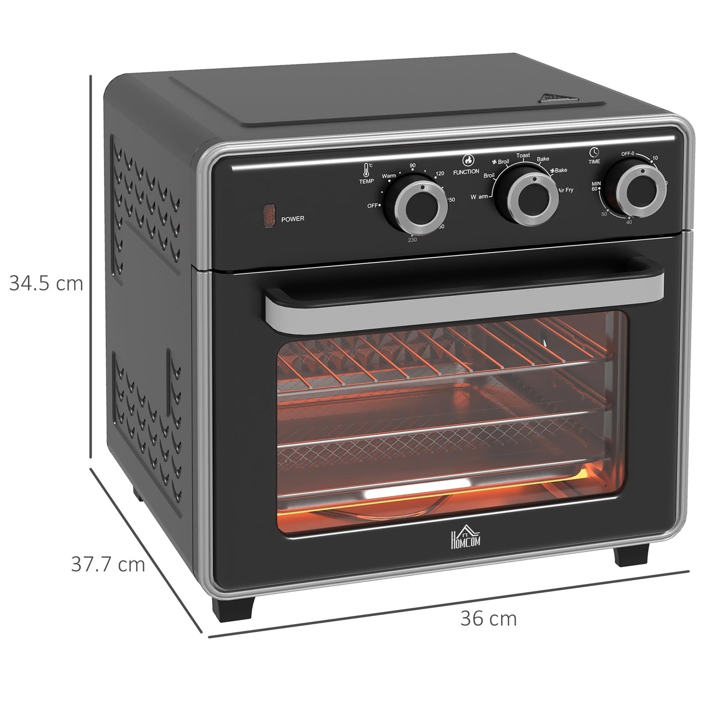 HOMCOM 20L 90-230√¢‚Äû∆í Mini Convection Oven, with Air Fry Function - Black