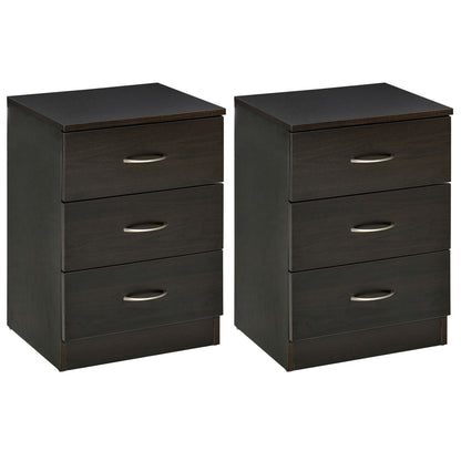 HOMCOM Bedside Cabinet with Drawer and Shelf, White Bedside Table for Bedroom, Living Room, Nightstand Side Table with Metal Rail Set of 2