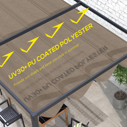 Outsunny Pergola Cover Roof, 2.86 x 2.45 m Retractable Sun Shade Top for 3 x 2m Pergola Frame, UV30+ Protected, Coffee