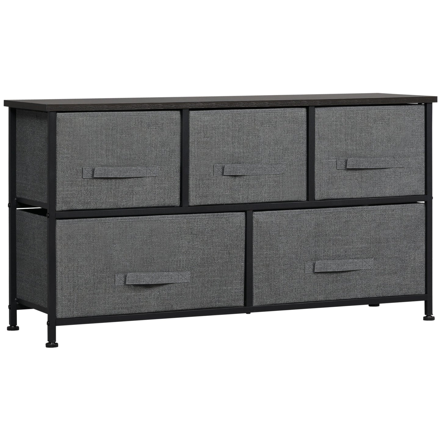 HOMCOM Chest of Five Fabric Drawers - Grey