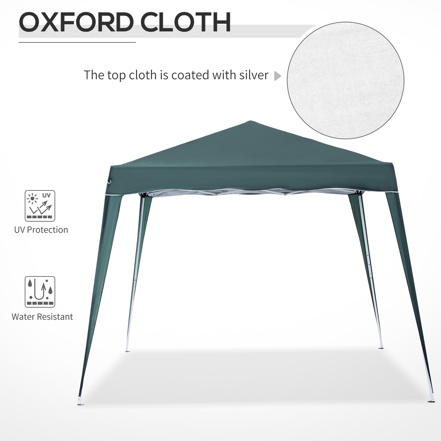 Outsunny 3 M x 3 M Base/ 2.5 M x 2.5 M Top Pop Up Gazebo with Carry Bag, Height Adjustable Slant Leg Party Tent Instant Event Shelter for Garden, Patio, Green