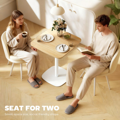 HOMCOM Small Dining Table, 60 cm Square Kitchen Table with Wood-veneer Top and Steel Base - Natural Wood Finish