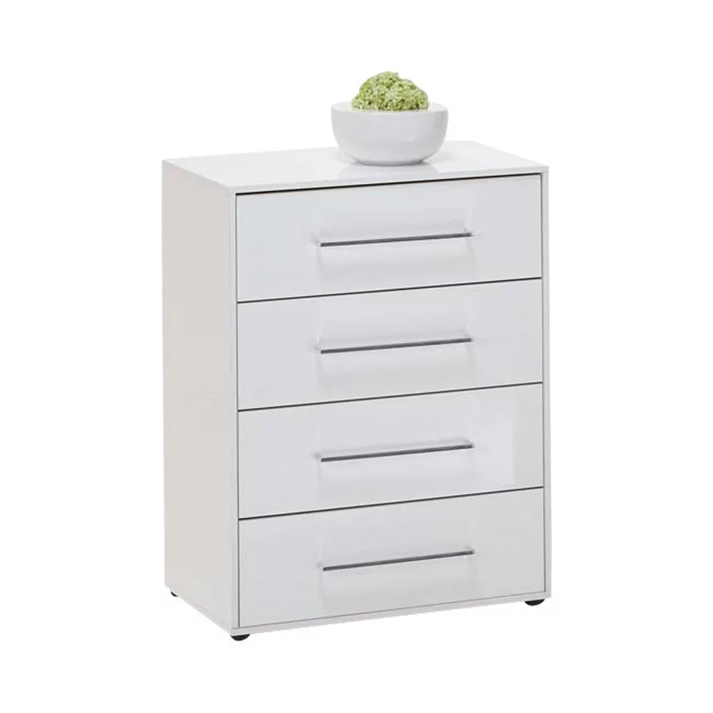 Juli 1 Up 4 Drawer Storage Chest in White Gloss
