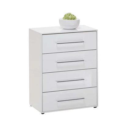 Juli 1 Up 4 Drawer Storage Chest in White Gloss