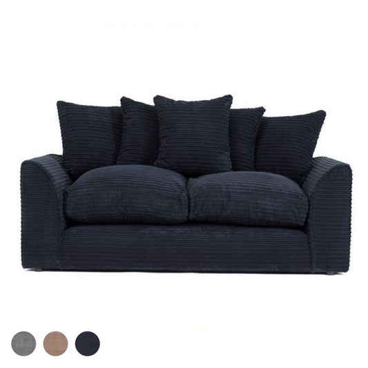 Porto Jumbo Cord 3 Seater Sofa - Black