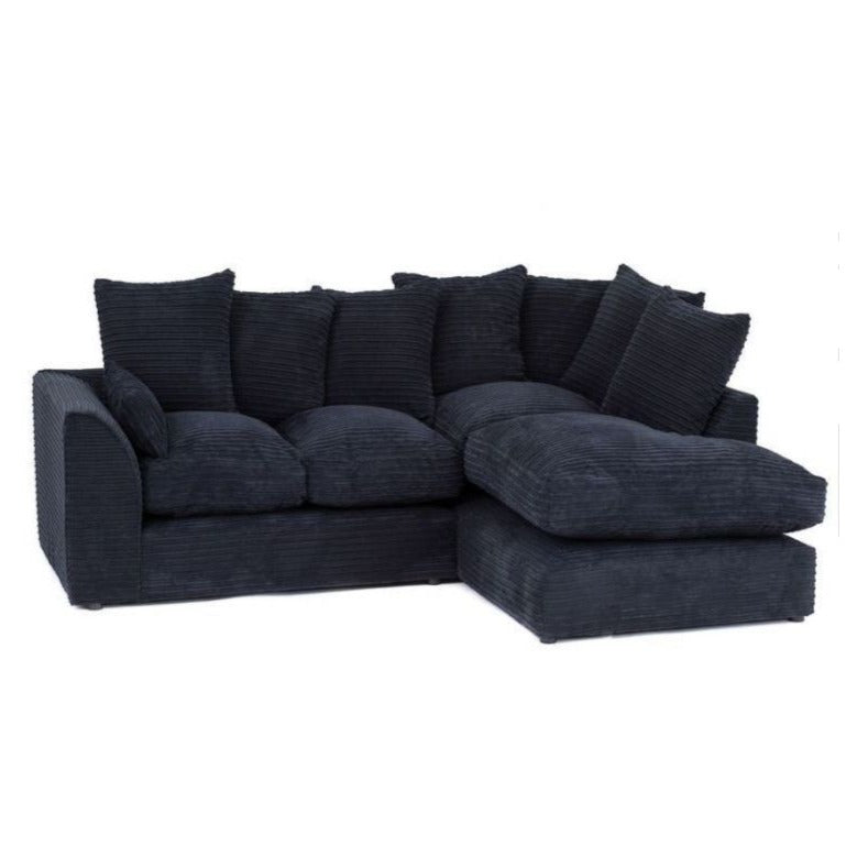 Porto Jumbo Cord Corner Sofa - Black