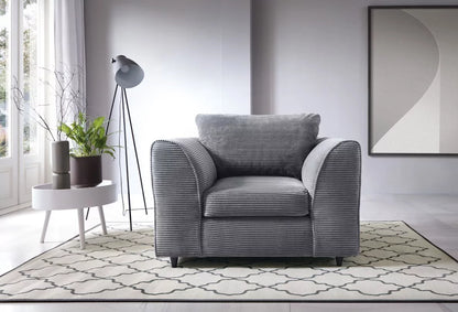 Jasmine Jumbo Cord Armchair - Grey