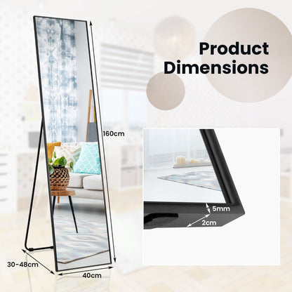 160 x 40cm Full Length Mirror with Shatter-proof Glass-Black