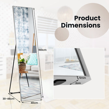160 x 40cm Full Length Mirror with Shatter-proof Glass-Silver