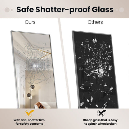 160 x 40cm Full Length Mirror with Shatter-proof Glass-Silver