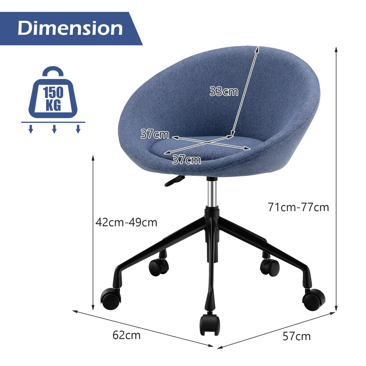 Armless Desk Chairs with Curved Backrest for Office
