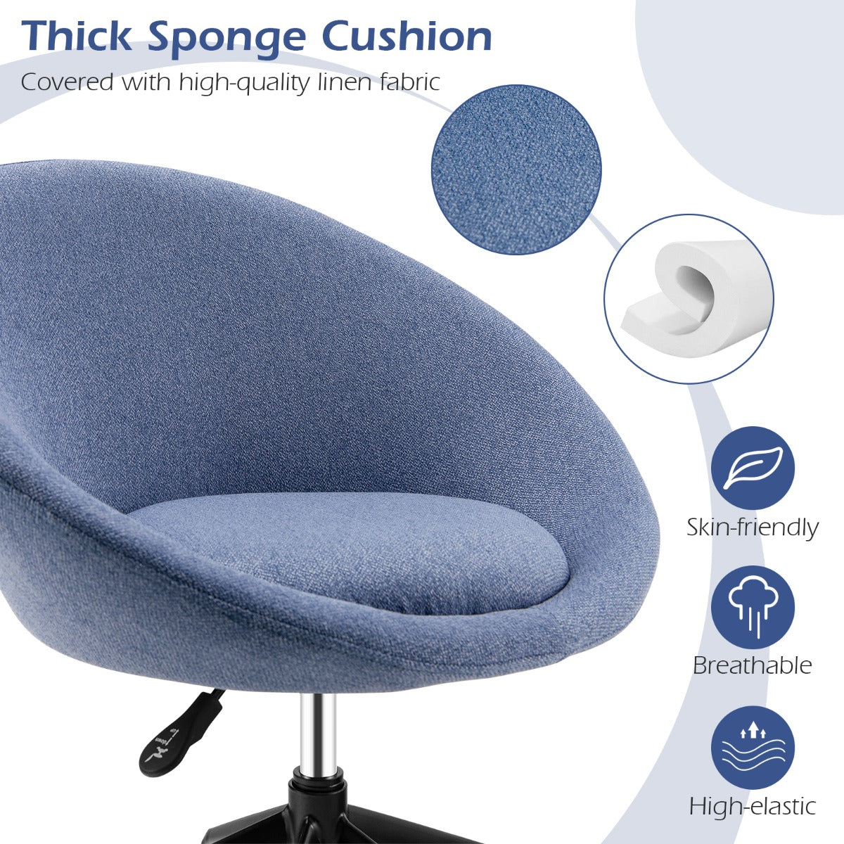 Armless Desk Chairs with Curved Backrest for Office