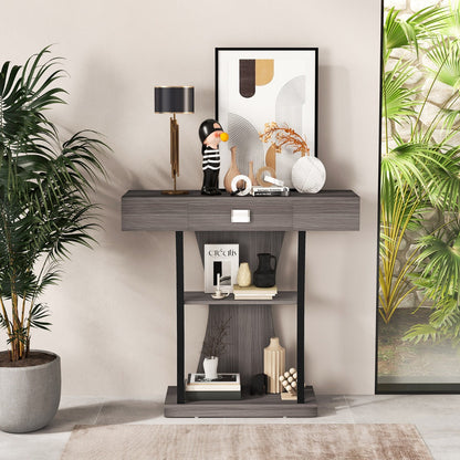T-Shaped Console Table for Small Space-Grey