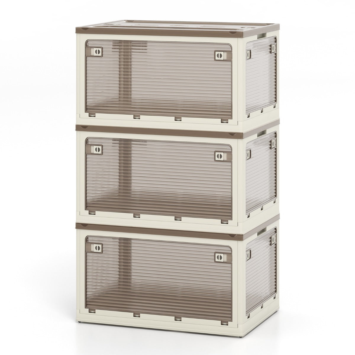 292 L Collapsible Storage Bins 3-Pack Stackable Storage Boxes with Lids-White
