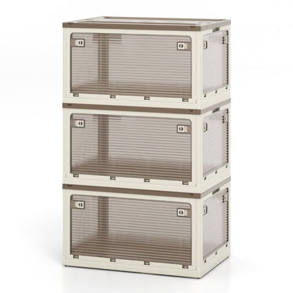 292 L Collapsible Storage Bins 3-Pack Stackable Storage Boxes with Lids-White