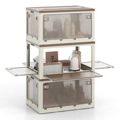 292 L Collapsible Storage Bins 3-Pack Stackable Storage Boxes with Lids-White