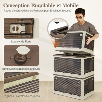 292 L Collapsible Storage Bins 3-Pack Stackable Storage Boxes with Lids-White