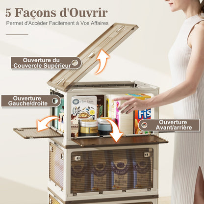 292 L Collapsible Storage Bins 3-Pack Stackable Storage Boxes with Lids-White