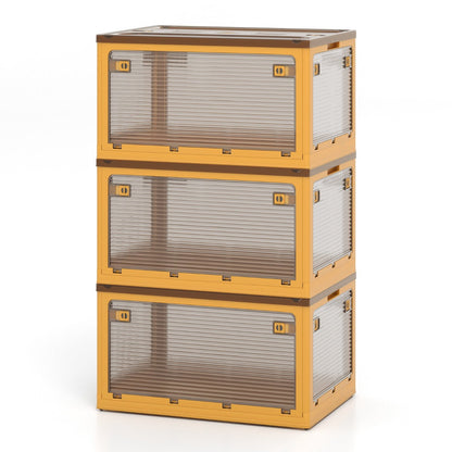 292 L Collapsible Storage Bins 3-Pack Stackable Storage Boxes with Lids-Yellow