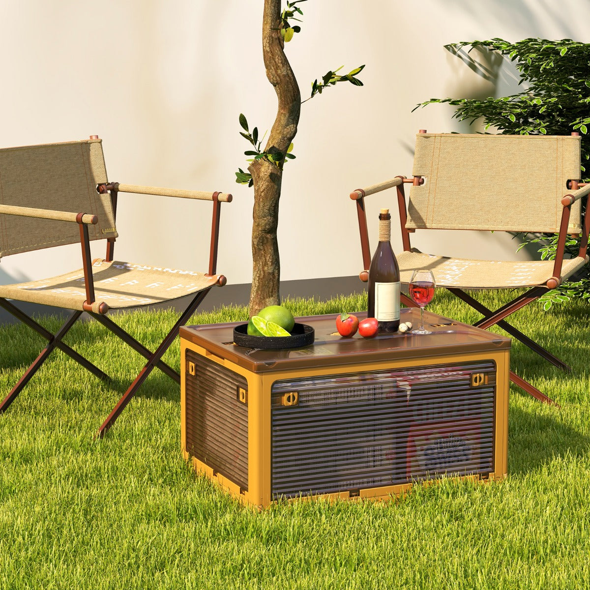 292 L Collapsible Storage Bins 3-Pack Stackable Storage Boxes with Lids-Yellow