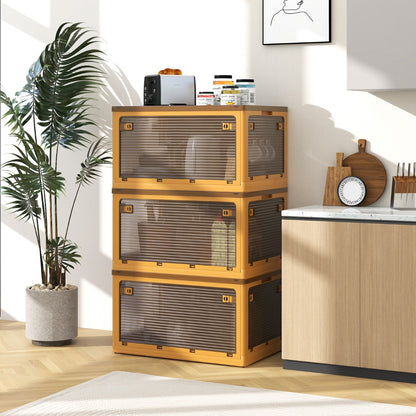 292 L Collapsible Storage Bins 3-Pack Stackable Storage Boxes with Lids-Yellow