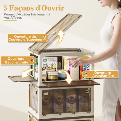 292 L Collapsible Storage Bins 3-Pack Stackable Storage Boxes with Lids-Yellow