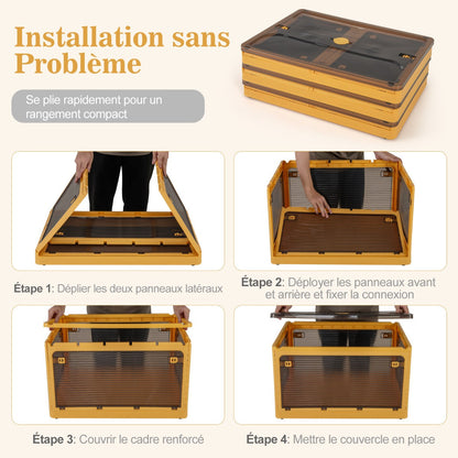 292 L Collapsible Storage Bins 3-Pack Stackable Storage Boxes with Lids-Yellow