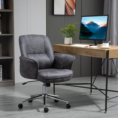 Vinsetto Swivel Computer Office Chair Mid Back Desk Chair for Home Study Bedroom, Charcoal Grey