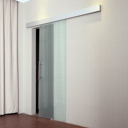HOMCOM 90cm Nowoczesny zestaw drzwi przesuwnych z drzwiami ze szkła mrożonego, aluminiowa szyna, nieprzezroczysta dekoracja domu, zrób to sam, styl biurowy