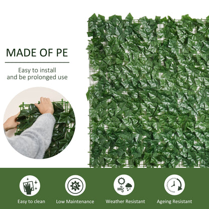 Outsunny Artificial Leaf Hedge Screen for Garden Outdoor Indoor Decor, 3M x 1M Dark Green