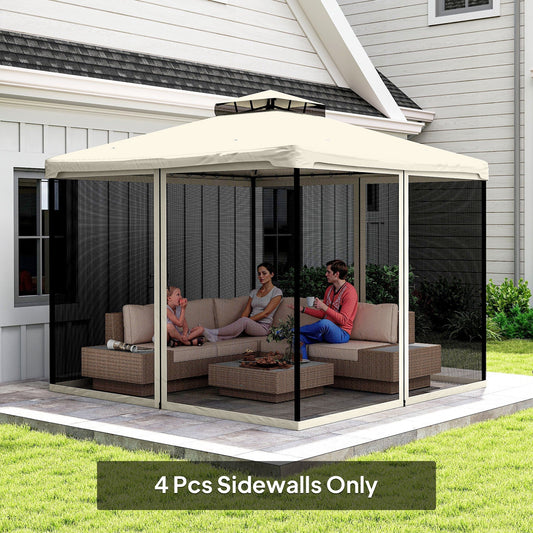 Outsunny 302 x 207cm Universal Replacement Mesh Sidewall Netting for Patio Gazebos and Canopy Tents, (Sidewall Only) Beige