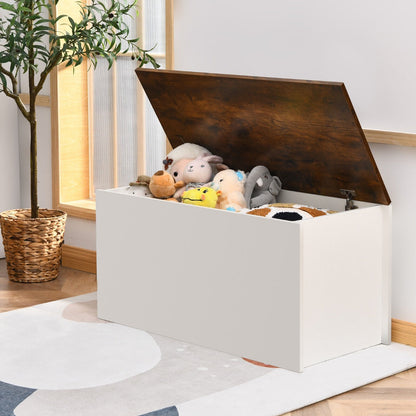 Wooden Storage Chest with Flip-up Lid for Bedroom Hallway Kids Room-White