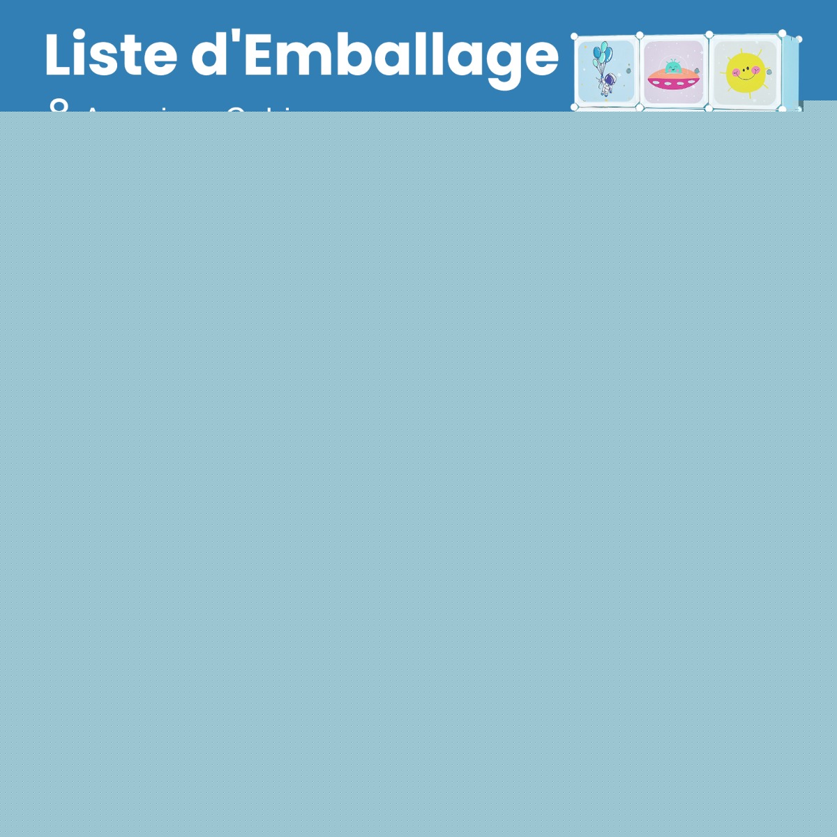 Portable Children Wardrobe with 12 Cubes and 2 Clothes Hanging Section-Blue