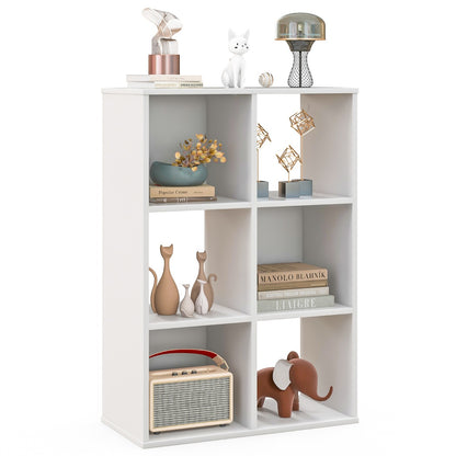 6-Cube Bookshelf Bookcase with 2 Anti-Tipping Kits for Living Room-White