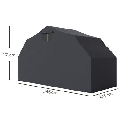 Outsunny Motorbike Shed, 345 x 135 x 191 cm Foldable Waterproof Motorcycle Storage Tent, 2 Mesh Windows, 600D Oxford, Black