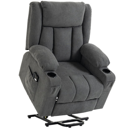 HOMCOM Dual Motor Recliner Chair, 55° Electric Lift Chair for Elderly, Recliner Armchair with Massage and Heat, Dark Grey