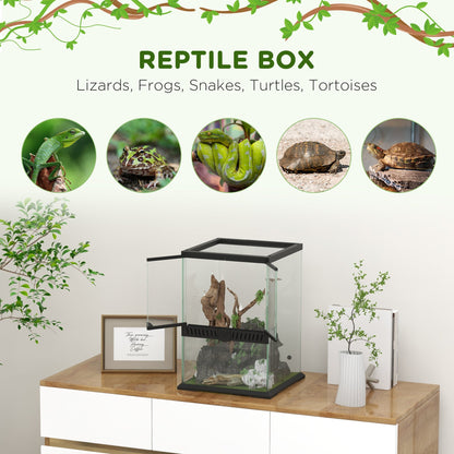 PawHut 40L Vivarium for Lizards Frogs Snakes Turtles Tortoises w/ Anti Escape Design, Ventilation