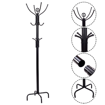Modern 12 Hook Coat Rack with Steel Frame for Entryway