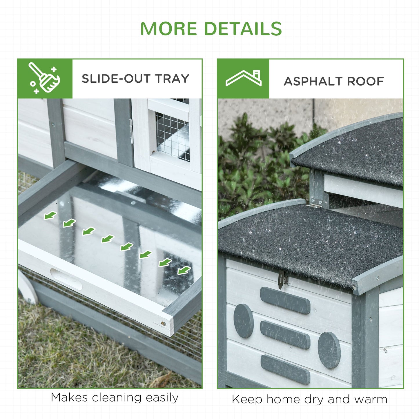 PawHut Deluxe Chicken Coop, Hen House, Wooden Poultry Cage w/ Outdoor Run, Nesting Box, Removable Tray, Openable Roof, 140 x 67 x 88.5cm