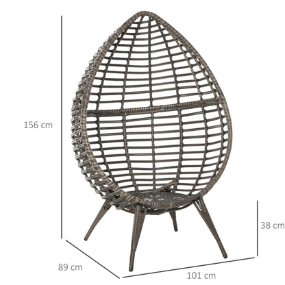Fotel Outsunny Teardop PE Wicker Rattan z grubymi poduszkami, 4 nogi, siedzisko ogrodowe Egg Garden
