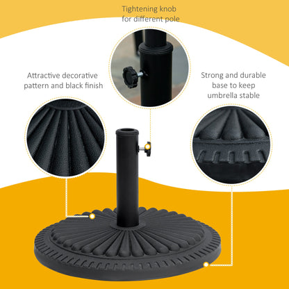 Outsunny 14kg Round Cement Parasol Base Umbrella Weight Stand Holder Fits _35mm,_38mm,_48mm Pole for Patio Outdoor Garden - Black