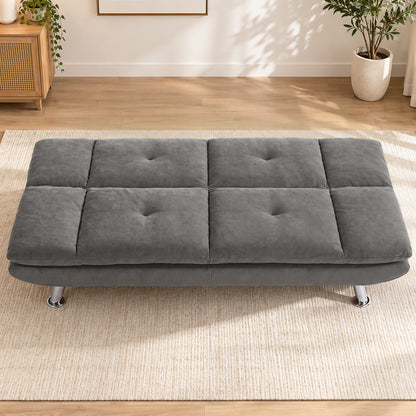 HOMCOM Convertible Sofa Bed, 3 Seater Futon Sofa with Adjustable Backrest, Wide Seat for Living Room, Small Space, Grey