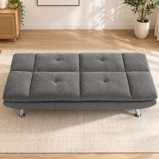 HOMCOM Convertible Sofa Bed, 3 Seater Futon Sofa with Adjustable Backrest, Wide Seat for Living Room, Small Space, Grey