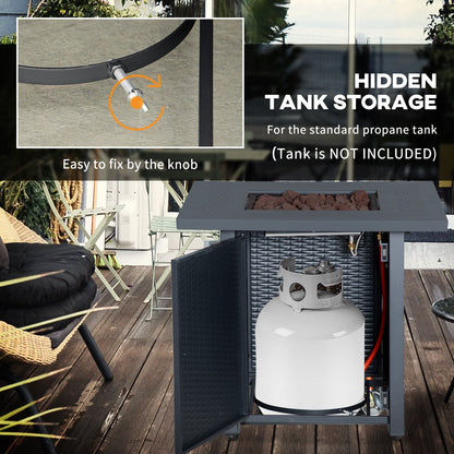 Outsunny 71 x 71cm 40000 BTU Gas Firepit Table - Black/Dark Grey