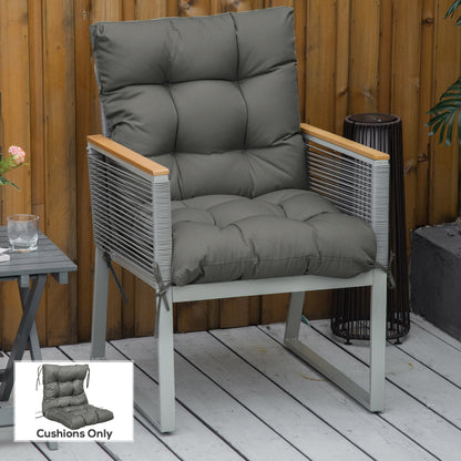 Outsunny Garden Back Chair Cushion, Comfortable Patio Seat Cushion Pad with Backrest for Outdoor & Indoor Use, Light Grey