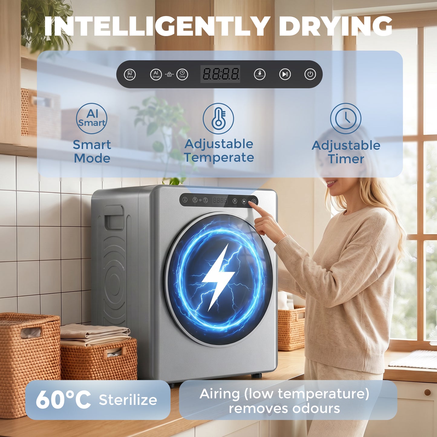 HOMCOM 5kg Compact 40-60â  Tumble Dryer - Silver Tone