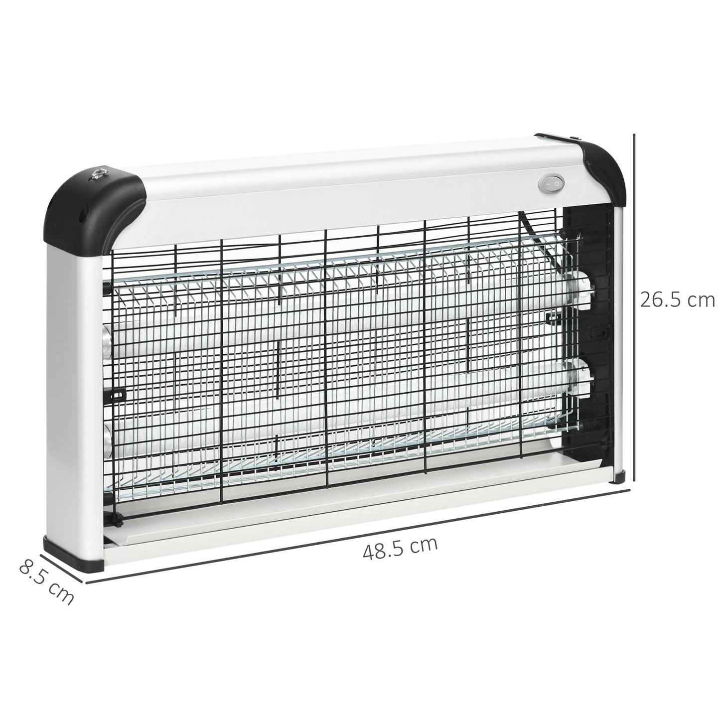 Outsunny wolnostojący ścienny 30W elektryczny zabójca much i komarów 60√£≈Ω¬° zasięg elektryczny zapper much, zapper na owady, zabójca owadów srebrny