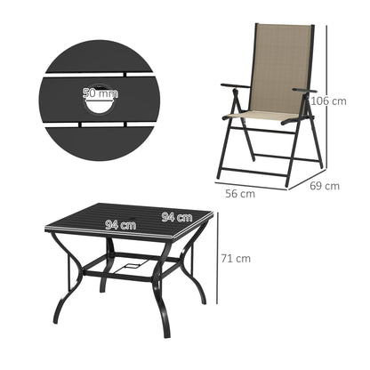 Zestaw ogrodowy Outsunny Five-Element Steel Frame - Khaki/Czarny
